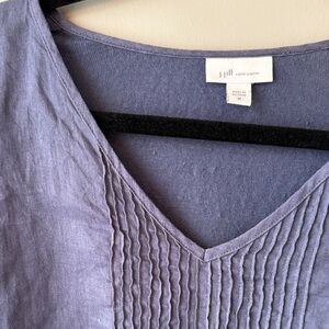 J. Jill 100% Linen denim blue tunic V-Neck Top size Medium M